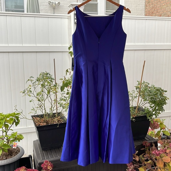 Adrianna Papell - Sleeveless Mikado Fit and Flare Midi Dress - Neptune 8 - Picture 8 of 15